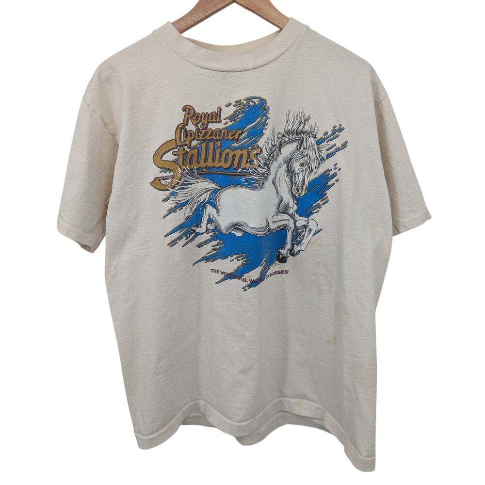 Vintage Royal Lipizzaner Stallions Single Stitch Tee Blue Dolphin 90s Large